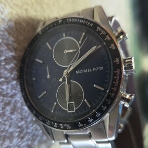 Michael Kors Black and Silver Chronograph Watch